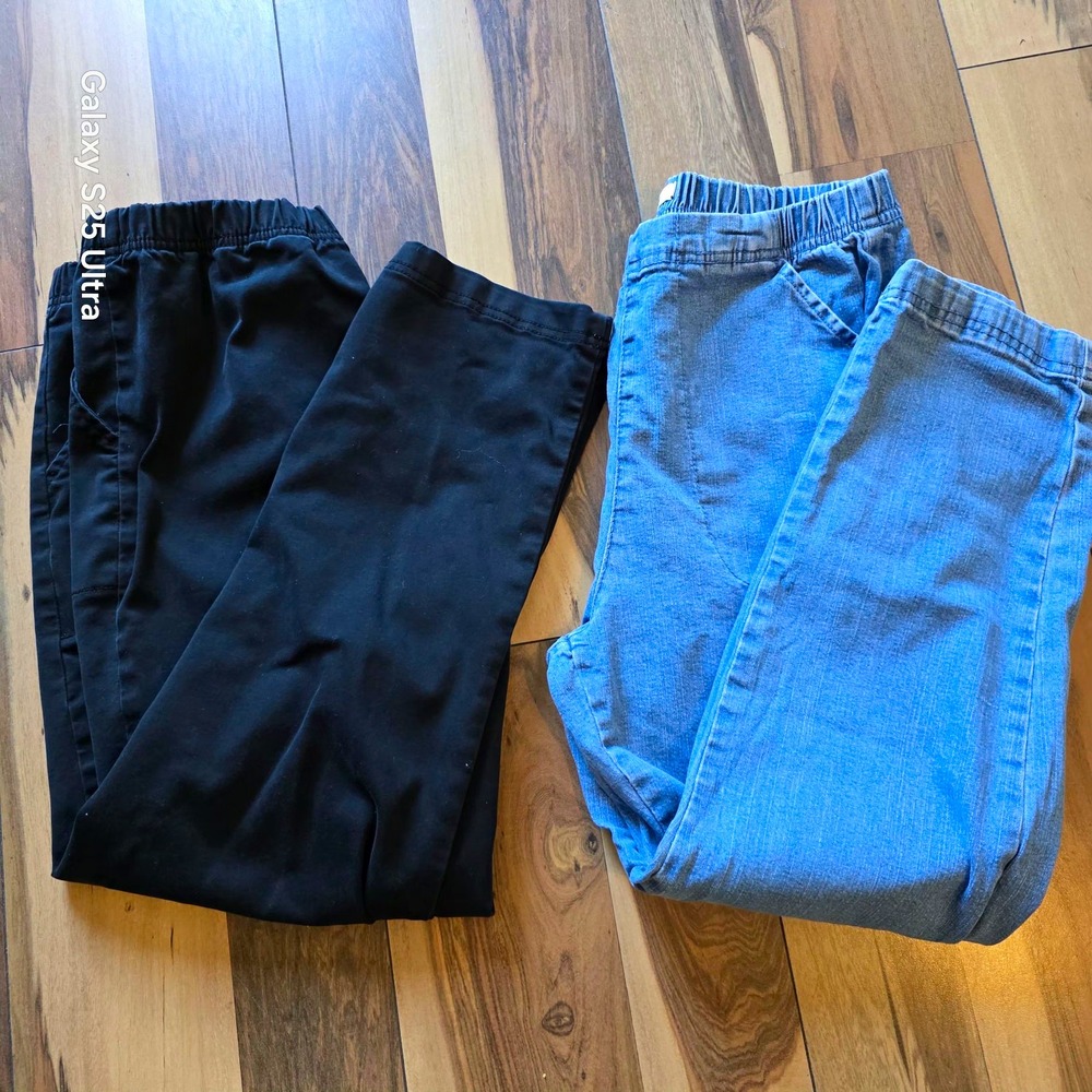 Lot of 2 Croft & Barrow Womens Blue/Black Denim Straight Leg Pants Jeans 14P